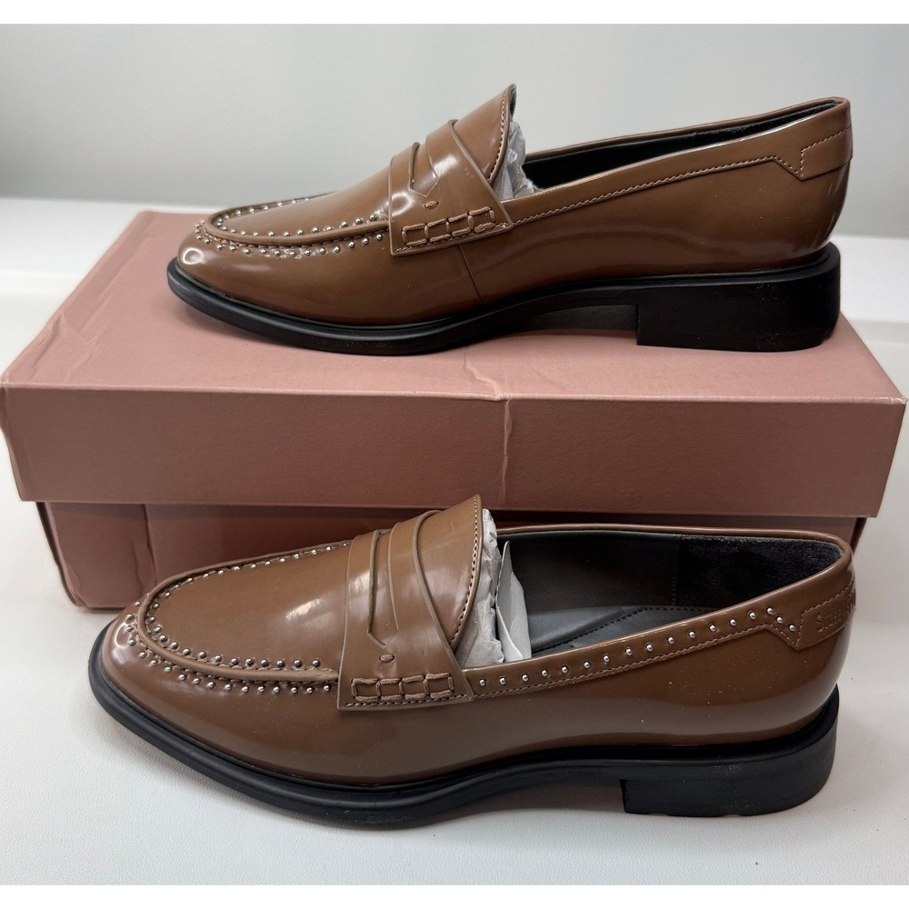 Sarto by Franco Sarto Eden Studded Penny Loafers Brown Shoes Womens 7.5M New